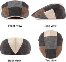 Load image into Gallery viewer, Men&#39;s Green Plaid Classic Wool Blend Tweed Flat Cap