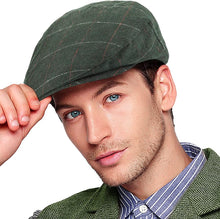 Load image into Gallery viewer, Men&#39;s Green Plaid Classic Wool Blend Tweed Flat Cap