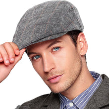 Load image into Gallery viewer, Men&#39;s Green Plaid Classic Wool Blend Tweed Flat Cap