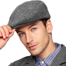 Load image into Gallery viewer, Men&#39;s Green Plaid Classic Wool Blend Tweed Flat Cap