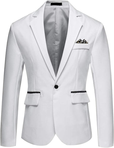 Men's White Long Sleeve Casual Work Blazer