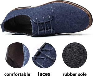 Men's Blue Casual Suede Leather Lace Up Shoes