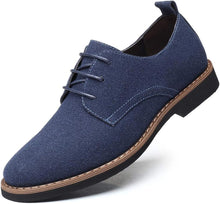 Load image into Gallery viewer, Men&#39;s Blue Casual Suede Leather Lace Up Shoes
