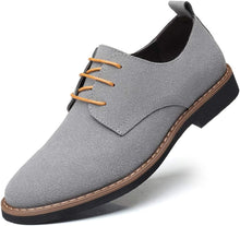 Load image into Gallery viewer, Men&#39;s Grey Casual Suede Leather Lace Up Shoes