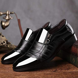 Men's Black/Brown Patent Leather Oxford Pointed Tuxedo Dress Shoes
