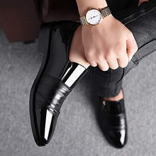 Load image into Gallery viewer, Men&#39;s Black Patent Leather Oxford Pointed Tuxedo Dress Shoes