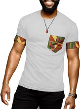 Load image into Gallery viewer, Men&#39;s African Printed Short Sleeve White Pocket T-Shirt