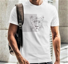 Load image into Gallery viewer, Men&#39;s White Lion Graphic Print Short Sleeve Shirt