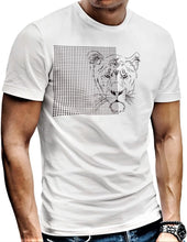 Load image into Gallery viewer, Men&#39;s White Lion Graphic Print Short Sleeve Shirt