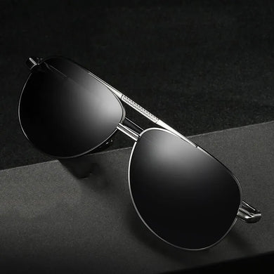 Men's Black Polarized Aviator Sunglasses