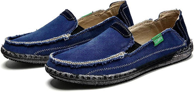 Men's Blue Distressed Style Canvas Casual Shoes