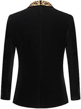 Load image into Gallery viewer, Men&#39;s Black Long Sleeve Gold Embroidered Lapel Blazer
