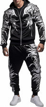 Load image into Gallery viewer, Men&#39;s Black &amp; White Flame Jacket/Pants Tracksuit