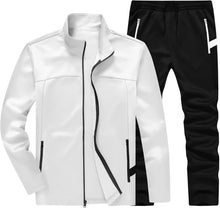 Load image into Gallery viewer, Men&#39;s Light Grey Two Color Zip Jacket/Pants Sweatsuit Tracksuit