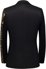 Load image into Gallery viewer, Men&#39;s Black &amp; Gold Tuxedo Two Tone Sequin Blazer &amp; Pants Suit