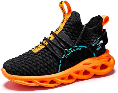 Black/Orange Men's Running Shoes Breathable Mesh Sneakers