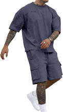 Load image into Gallery viewer, Men&#39;s White Cargo Style Short Sleeve Shirt &amp; Shorts Set