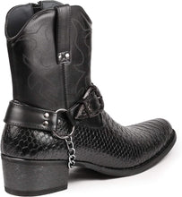 Load image into Gallery viewer, Men&#39;s Faux Crocodile Embossed Brown Buckle Chair Cowboy Boots