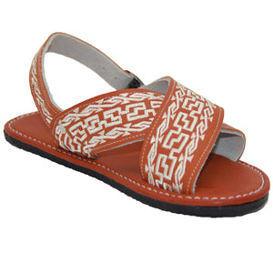 Coral Red Men's Leather Hurache Aztec Sandals