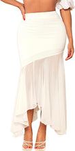 Load image into Gallery viewer, Chiffon White Asymmetrical Midi Skirt