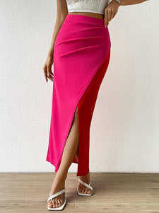 Cranberry Pink Wrap Maxi Skirt