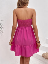 Load image into Gallery viewer, Barb Pink Smocked Strapless Ruffle Mini Dress