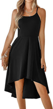 Load image into Gallery viewer, Cocktail Black Sleeveless A Line Hi Low Midi Dress
