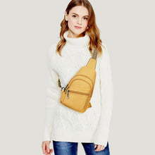 Load image into Gallery viewer, White Leather Front Zipper Crossbody Travel Sling Bag