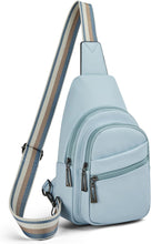 Load image into Gallery viewer, Light Blue Leather Front Zipper Crossbody Travel Sling Bag