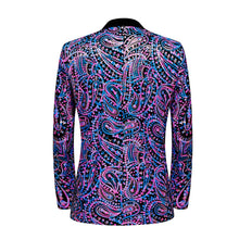 Load image into Gallery viewer, Multicolour Men&#39;s Purple Floral Sequin Formal Long Sleeve Blazer