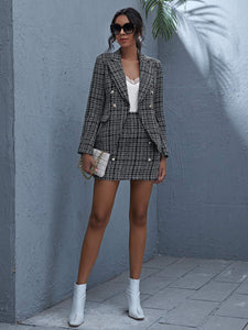 MultiColor Designer Chic Tweed Blazer Jacket & Skirt Set