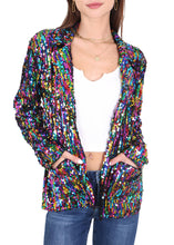 Load image into Gallery viewer, Multicolored Sequined Sparkle Open Front Party Blazer