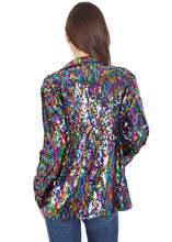 Load image into Gallery viewer, Multicolored Sequined Sparkle Open Front Party Blazer