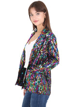 Load image into Gallery viewer, Multicolored Sequined Sparkle Open Front Party Blazer