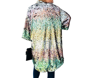 Multicolored Beautiful Sparkly Sequin Cardigan Jacket