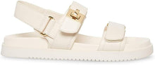 Load image into Gallery viewer, White Leather Buckle Strap Comfy Open Toe Sandals