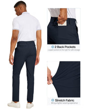 Load image into Gallery viewer, Men&#39;s Navy Blue Flat Front Stretch Slim Fit Pants