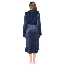 Load image into Gallery viewer, Navy Blue Soft &amp; Plush Long Sleeve Hooded Robe