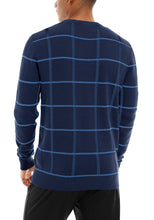 Load image into Gallery viewer, Navy Blue Men&#39;s Soft Knit Striped Long Sleeve Sweater