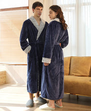 Load image into Gallery viewer, Navy Blue Luxury Faux Fur Plush Long Sleeve Robe