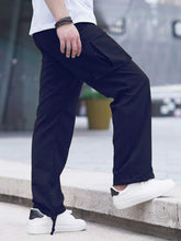 Load image into Gallery viewer, Navy Blue Men&#39;s Cargo Pocket Casual Pants