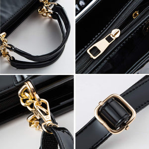 Metallic Studded Black Top Handle Luxury Embroidered Handbag