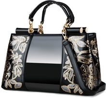 Load image into Gallery viewer, Metallic Studded Black Top Handle Luxury Embroidered Handbag