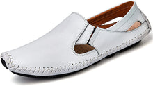 Load image into Gallery viewer, Leather Fashion Moccasin Slipper White Casual Slip on Loafers