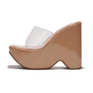 Nude Platform Open Toe Wedge Heels