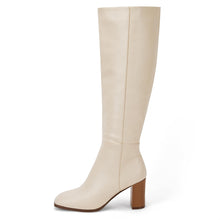 Load image into Gallery viewer, Nude Faux Leather Fashionable Chunky Block Knee High Boots