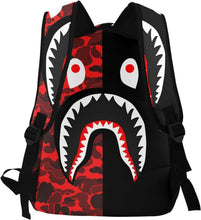 Load image into Gallery viewer, Shark Print Black/White Camo Travel Laptop Backpack