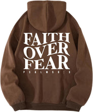 Load image into Gallery viewer, Men&#39;s Faith Over Fear Brown Printed Long Sleeve Hoodie