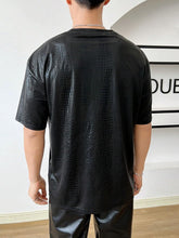 Load image into Gallery viewer, Men&#39;s Silver Metallic Faux Leather Short Sleeve Shirt