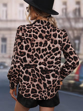 Load image into Gallery viewer, Leopard Brown Collar Chic Button Down Long Sleeve Top